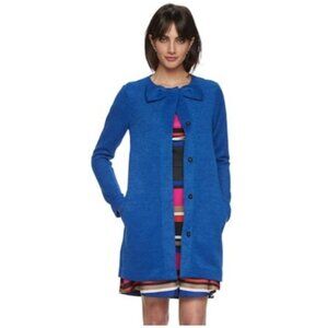 Elle Solid Bow Coat Boucle Design Women's XL